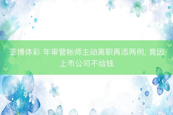 亚博体彩 年审管帐师主动离职再添两例， 竟因上市公司不给钱
